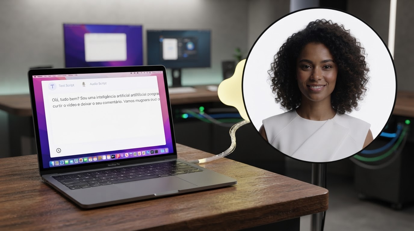 Exemplo visual de edição de vídeo com comandos de texto em ferramenta online