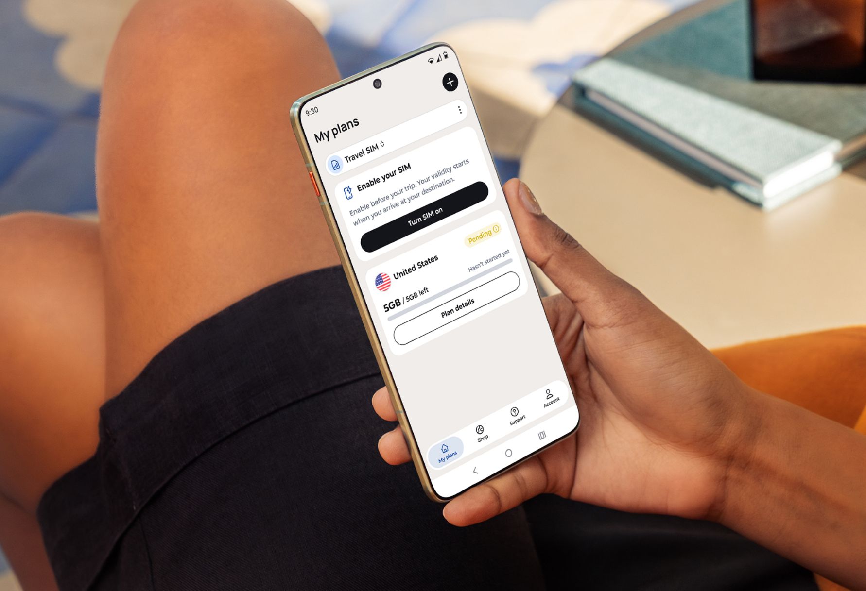 App Global Connect da Motorola mostrando opções de conectividade global