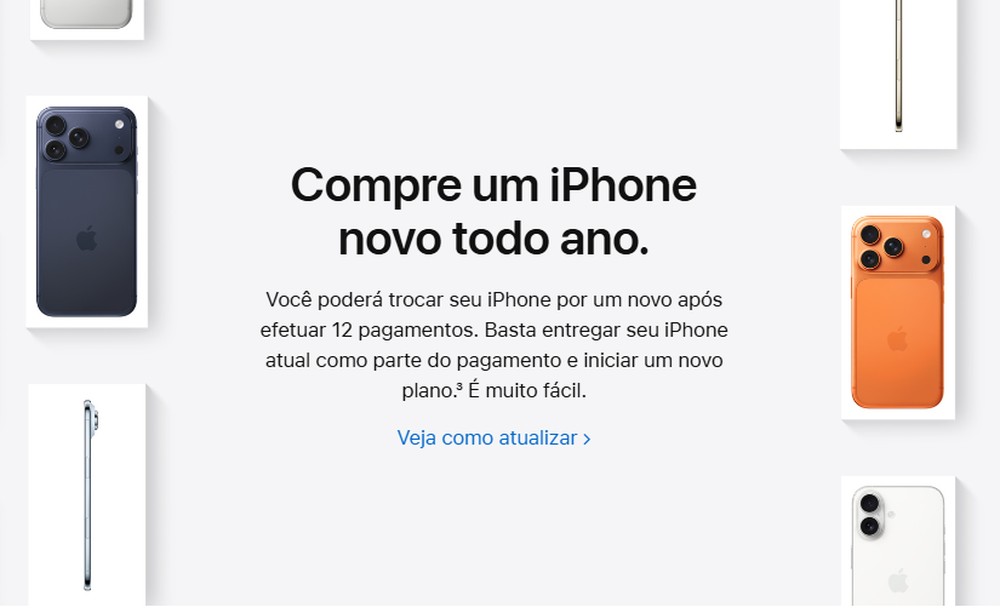 Tela da Apple mostrando o lançamento do Apple Upgrade no dia 28 de julho