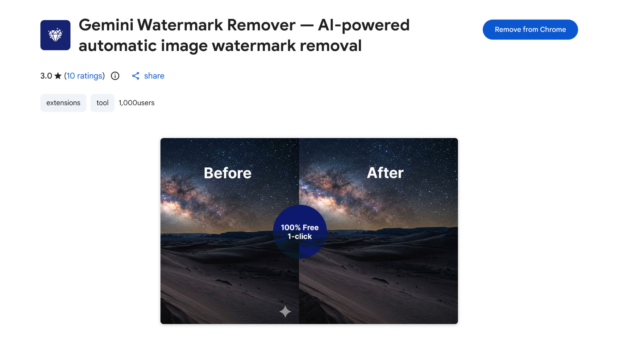 Página da extensão Banana Clean no Chrome Web Store