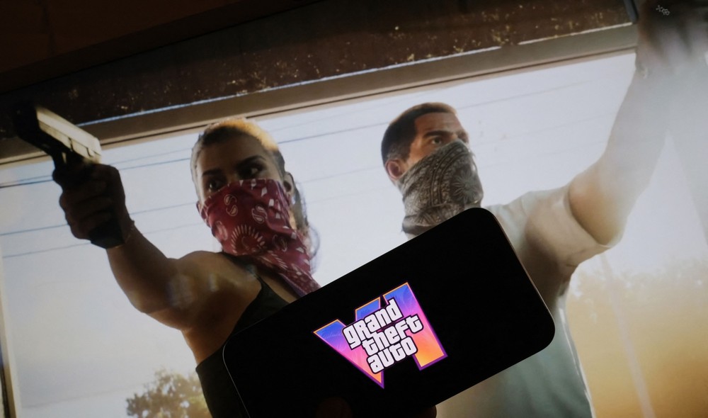 Imagem oficial dos protagonistas Jason e Lucia em GTA VI