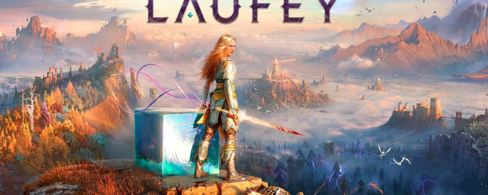 Cena de God of War Laufey com Faye em combate em um cenário mitológico