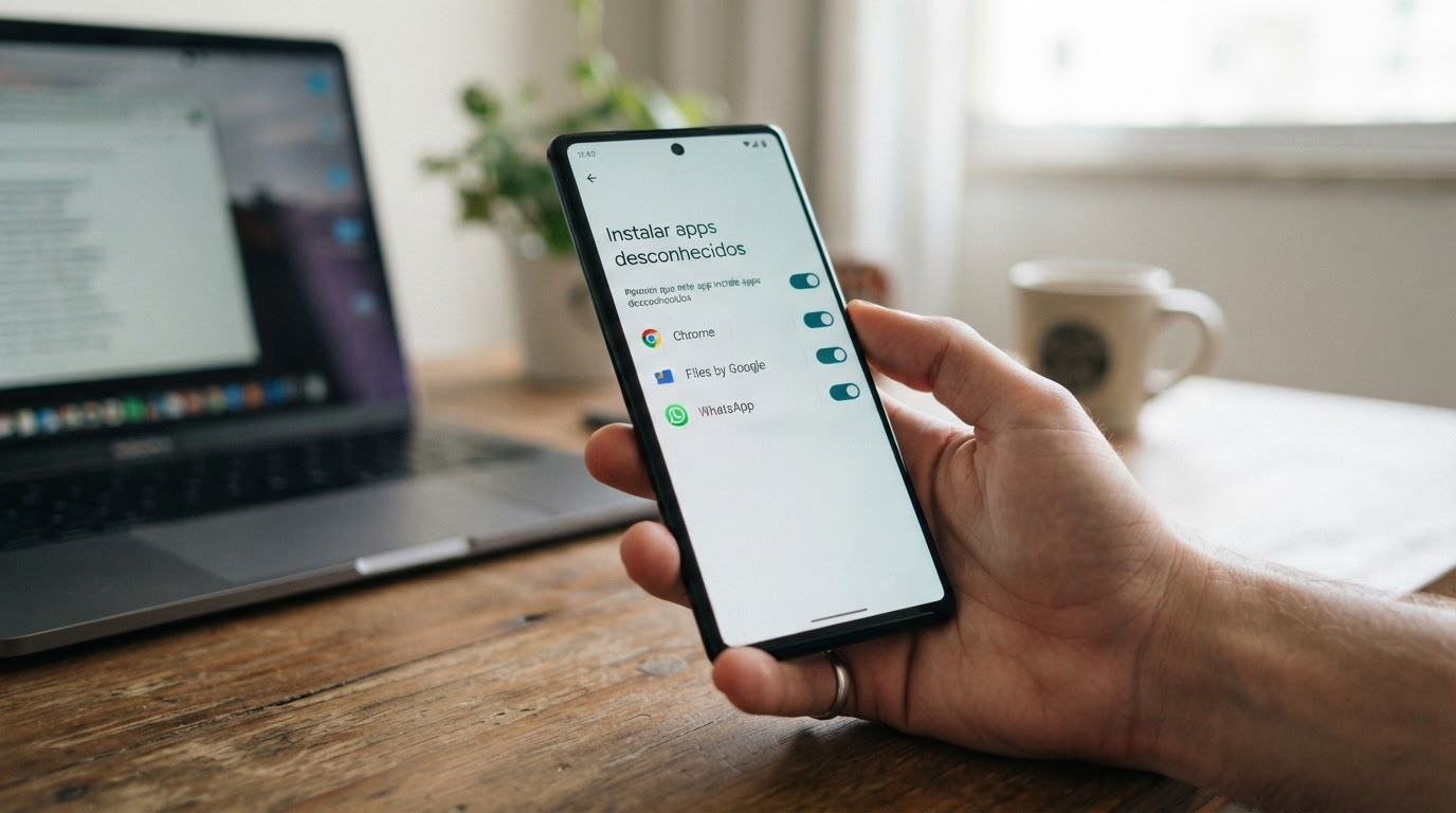Ilustração conceitual das configurações de aplicativos no Android