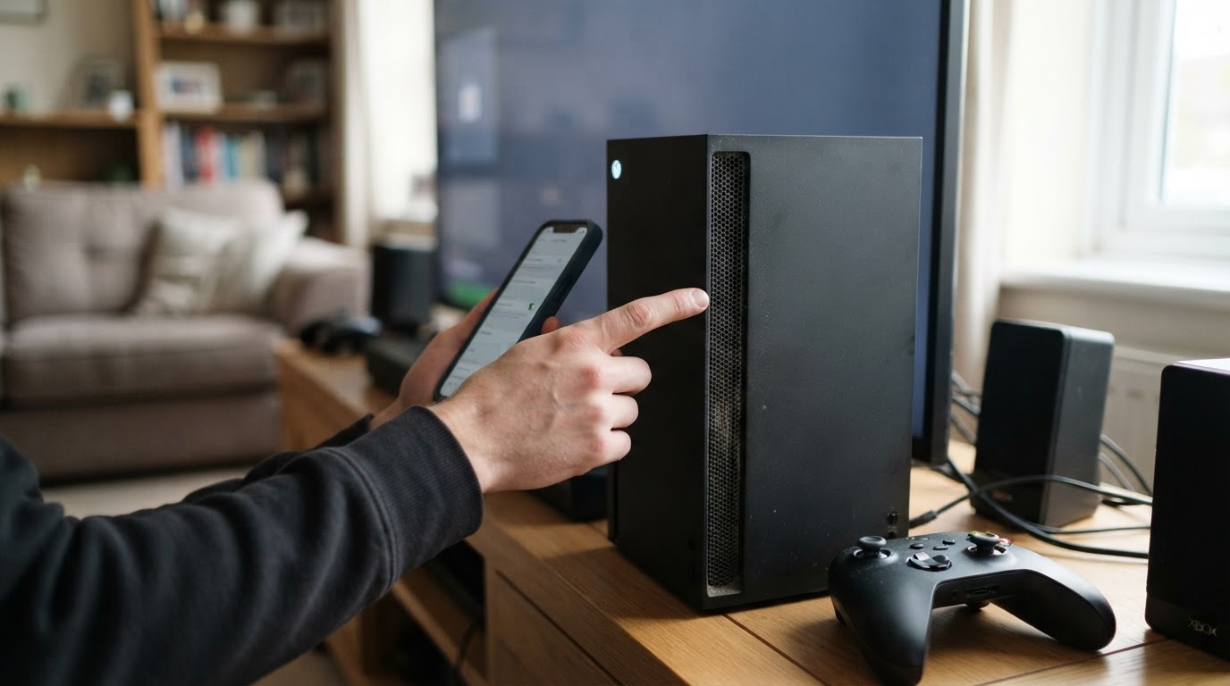 Ilustração de console Xbox com destaque para ventilação