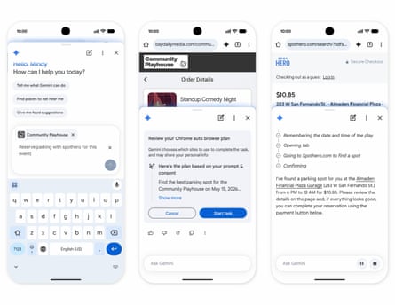 Demonstração do Chrome auto browse automatizando navegação em sites