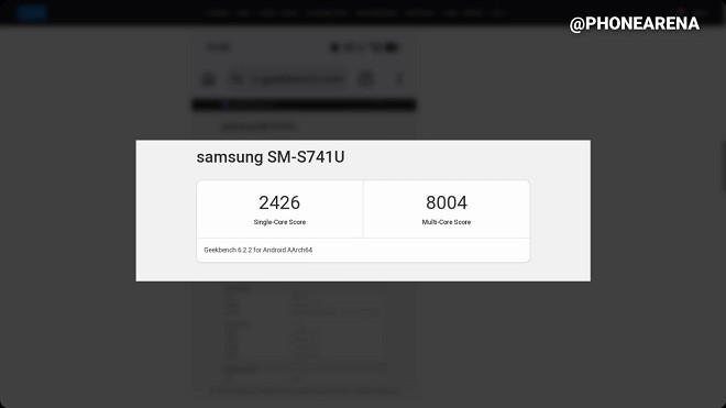 Captura de tela de benchmark do Galaxy S26 FE com Exynos 2500
