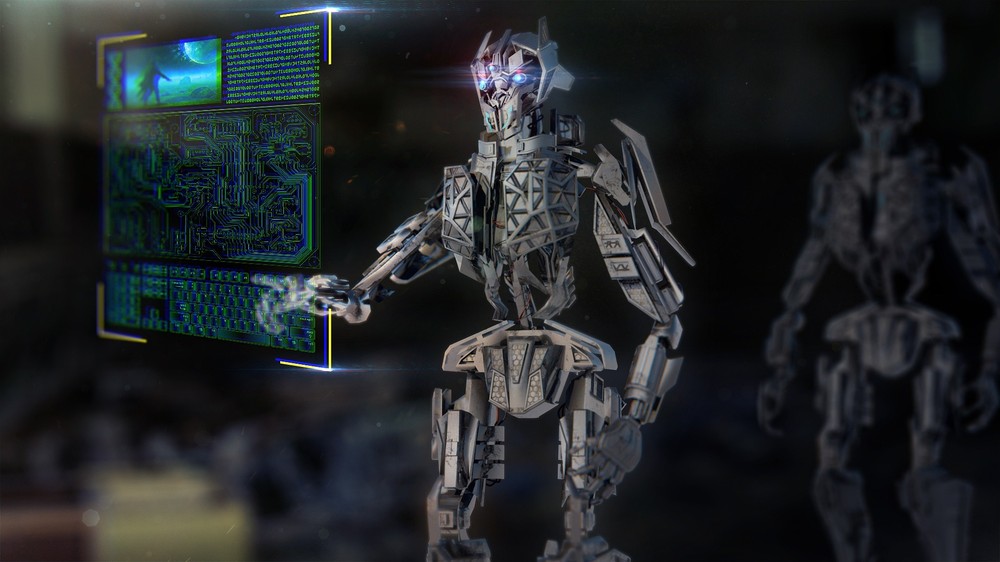 Ilustração abstrata de código e elementos digitais simbolizando um ataque hacker em andamento