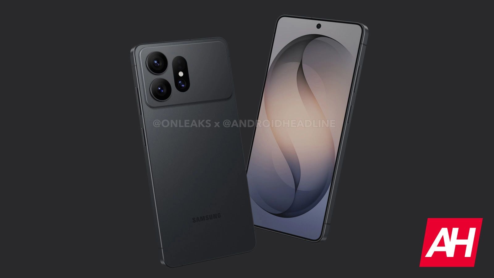 Render vazado do Samsung Galaxy S27 Ultra com grande ilha de câmera horizontal na traseira