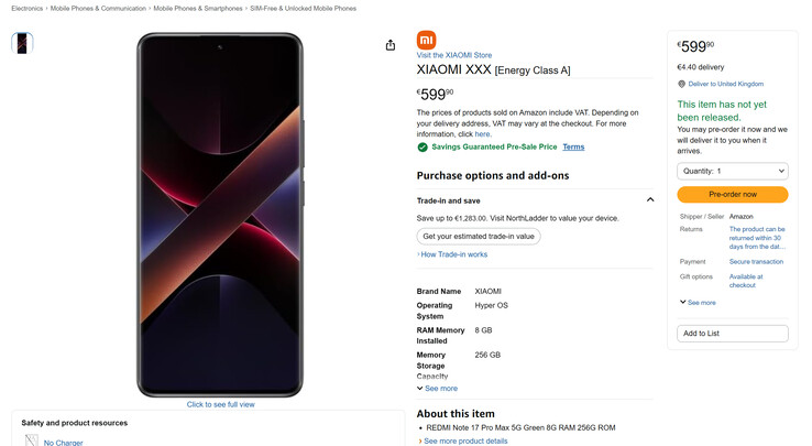 Imagem ilustrativa do Redmi Note 17 Pro Max usada em material estrangeiro