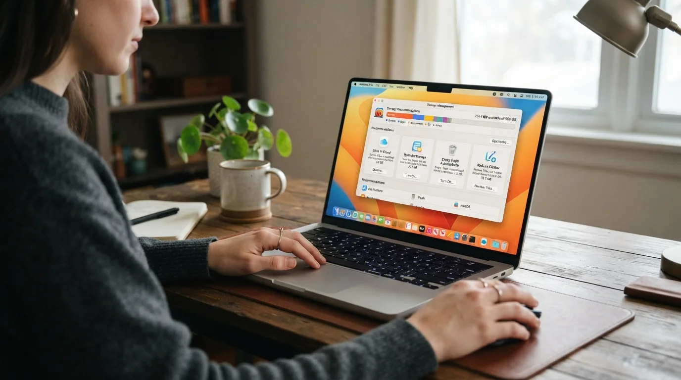 Tela de recomendações de armazenamento do macOS