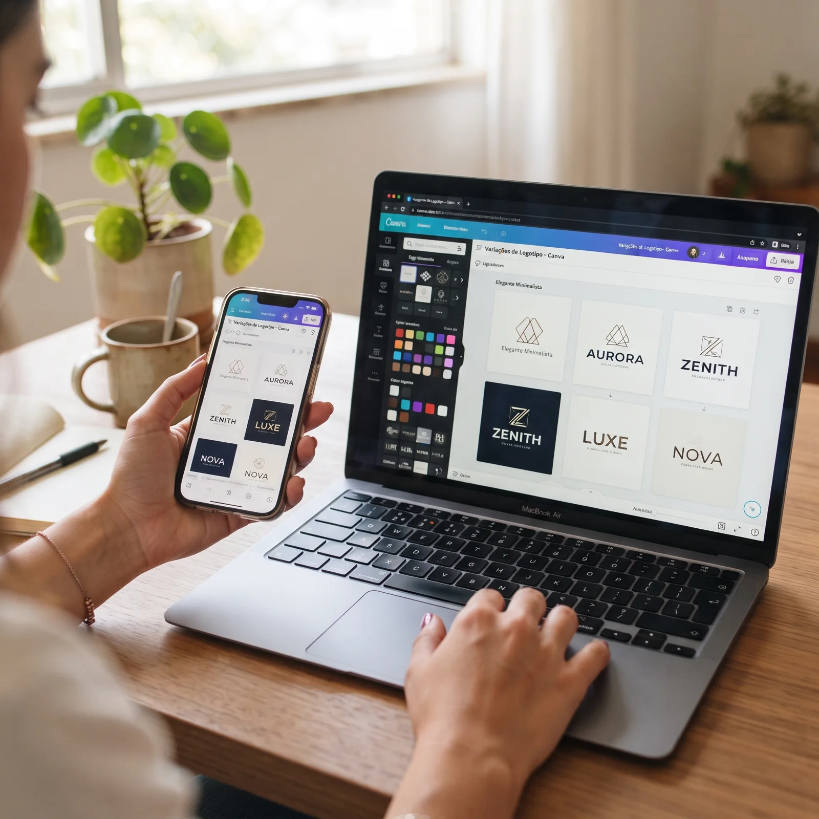 Variações de logotipo geradas no Canva