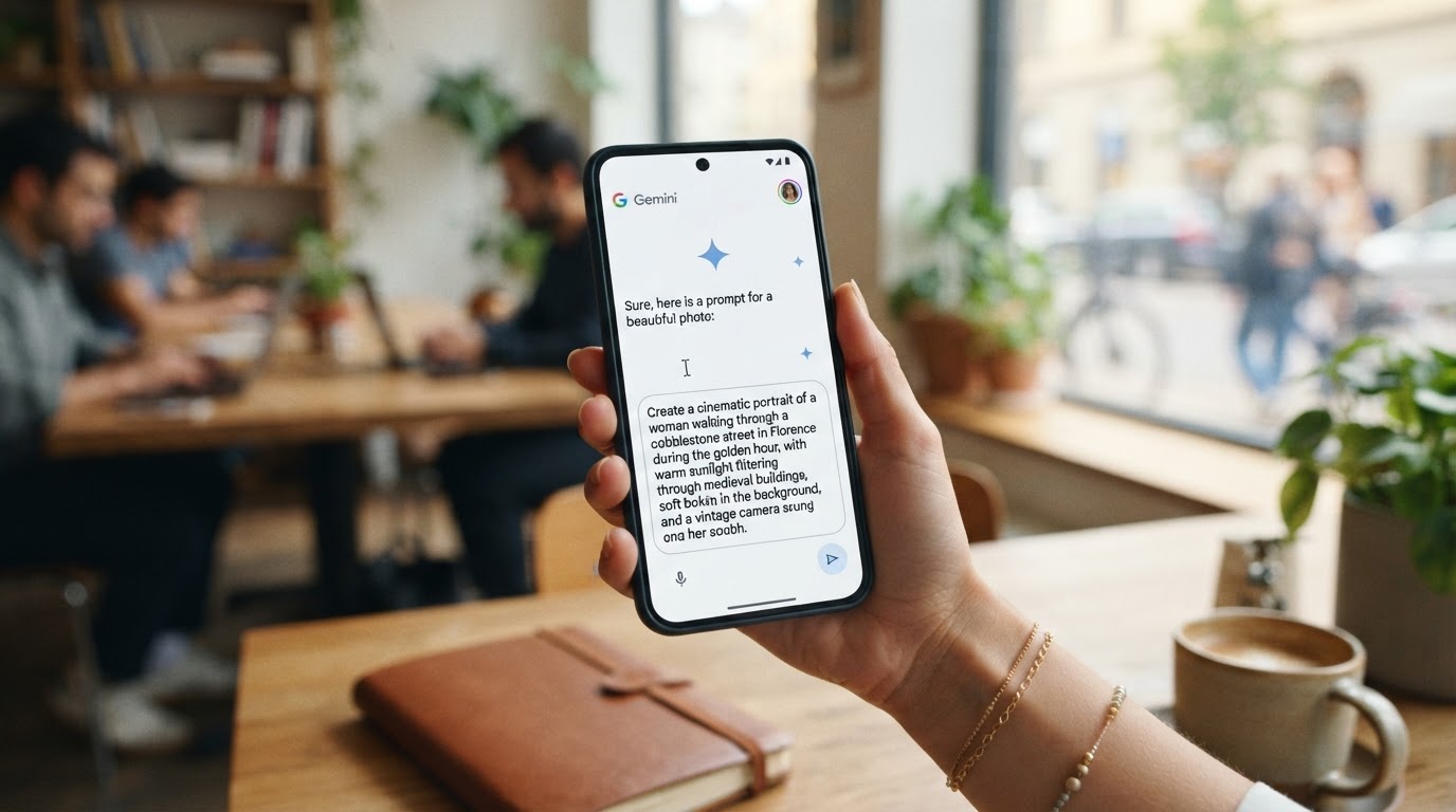 Campo de texto do Gemini com prompt de edição de foto