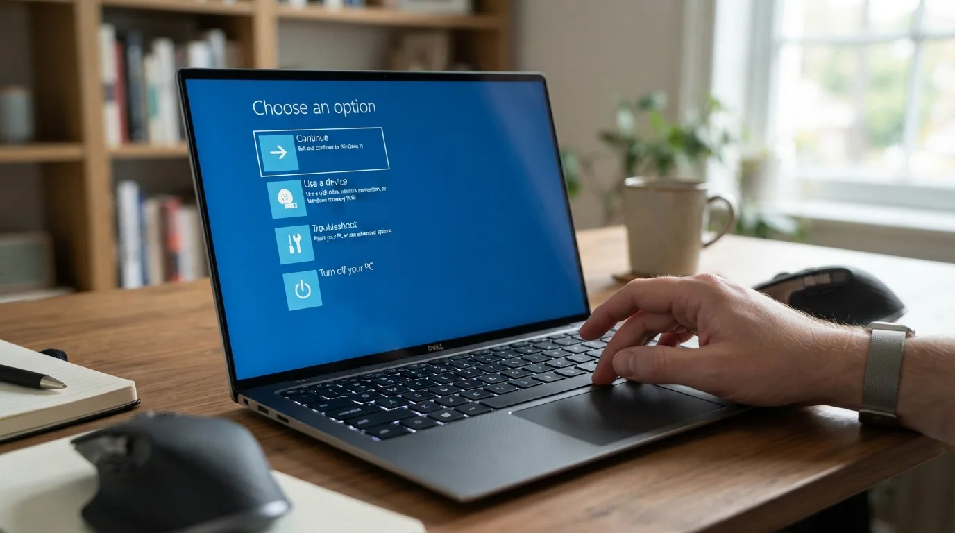 Ilustração de tela de recuperação do sistema no Windows 11