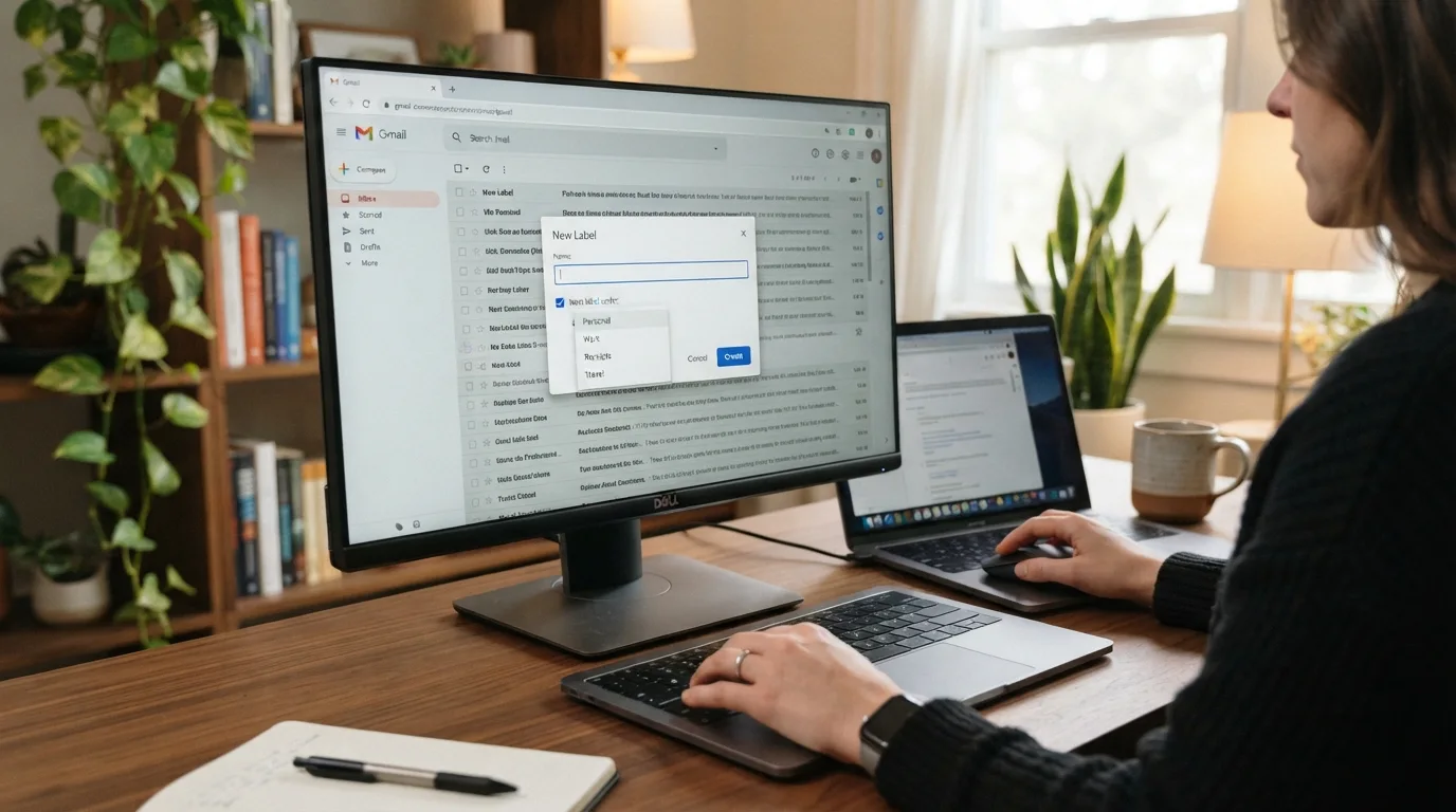 Janela do Gmail para criar um novo marcador