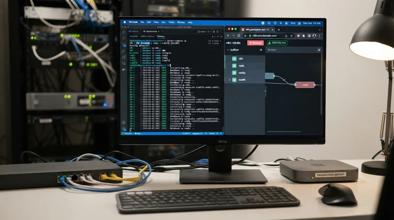 docker-compose de produção para n8n comentado linha por linha