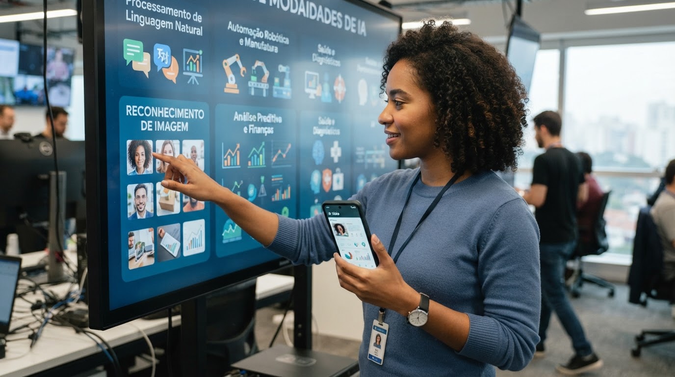 Painel com diferentes modalidades de uso de inteligência artificial