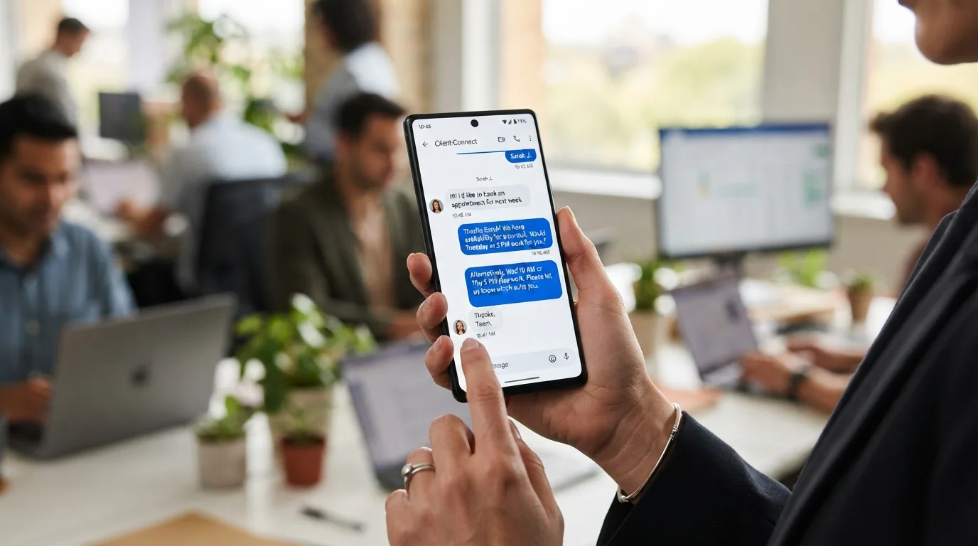 Tela de celular com sequência de mensagens organizadas