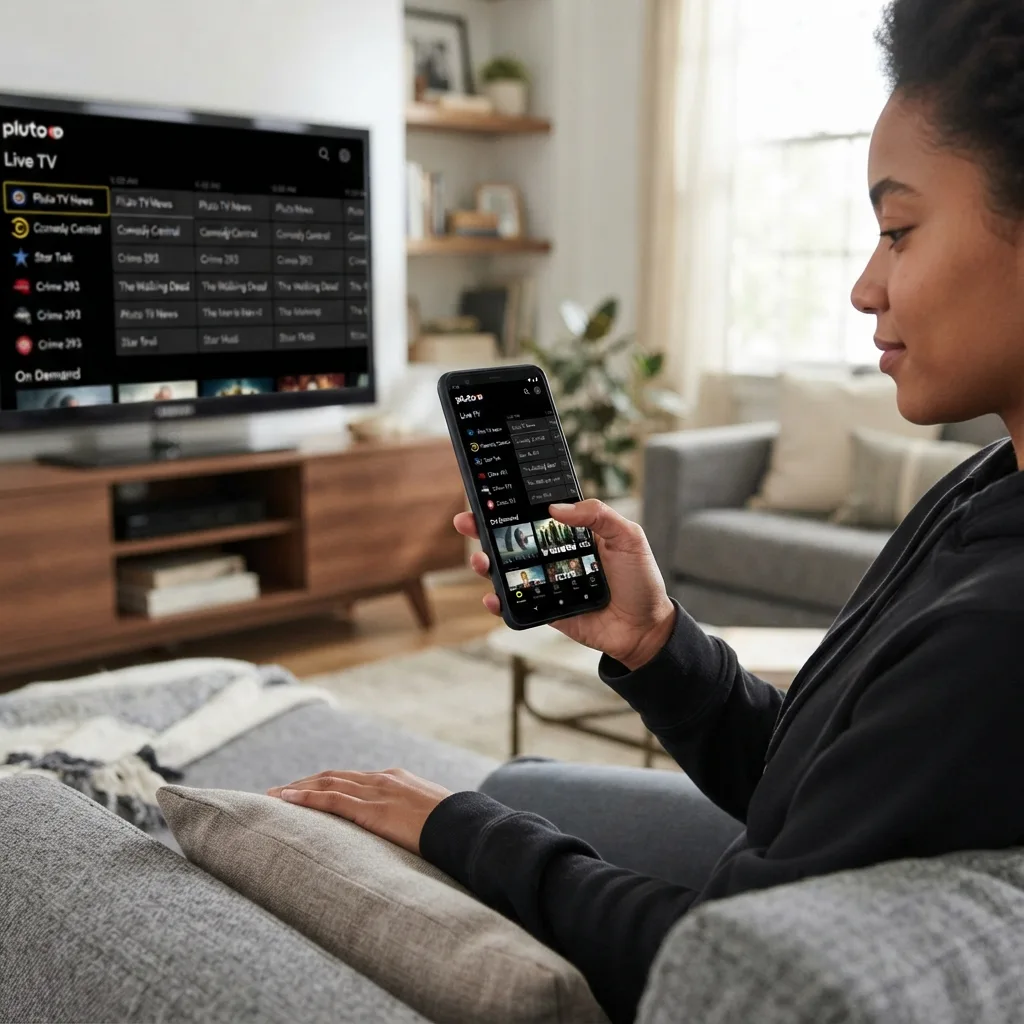 Tela do site da Pluto TV com destaque para TV ao vivo e conteúdo sob demanda