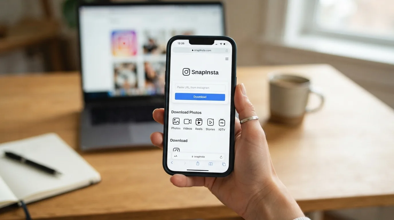 Tela inicial do SnapInsta usada como referência visual do serviço