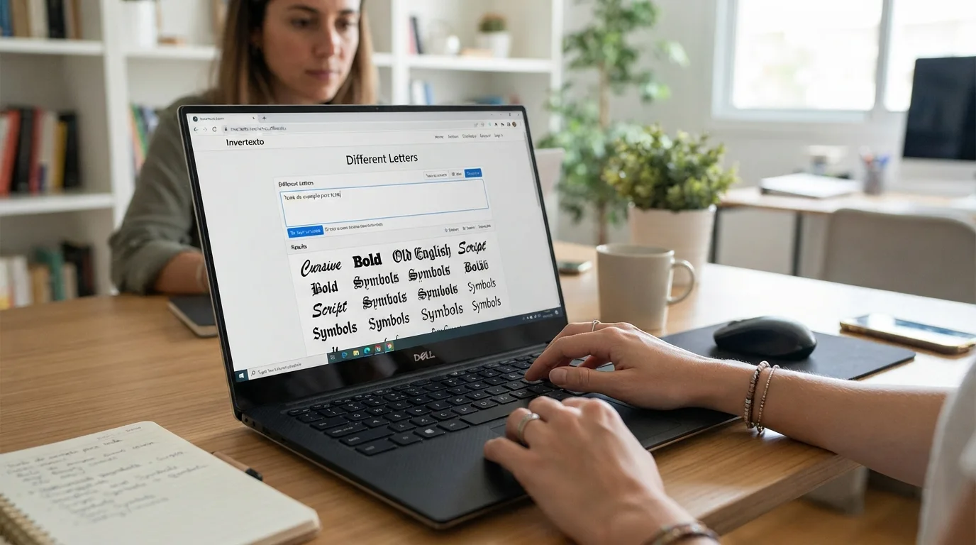 Exemplo da ferramenta Letras Diferentes do Invertexto em uso no computador