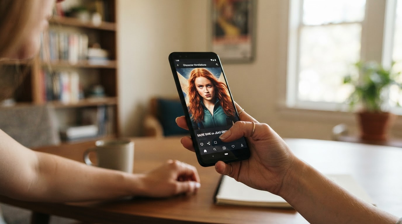 Imagem de Sadie Sink usada no material sobre a revelação de Jean Grey