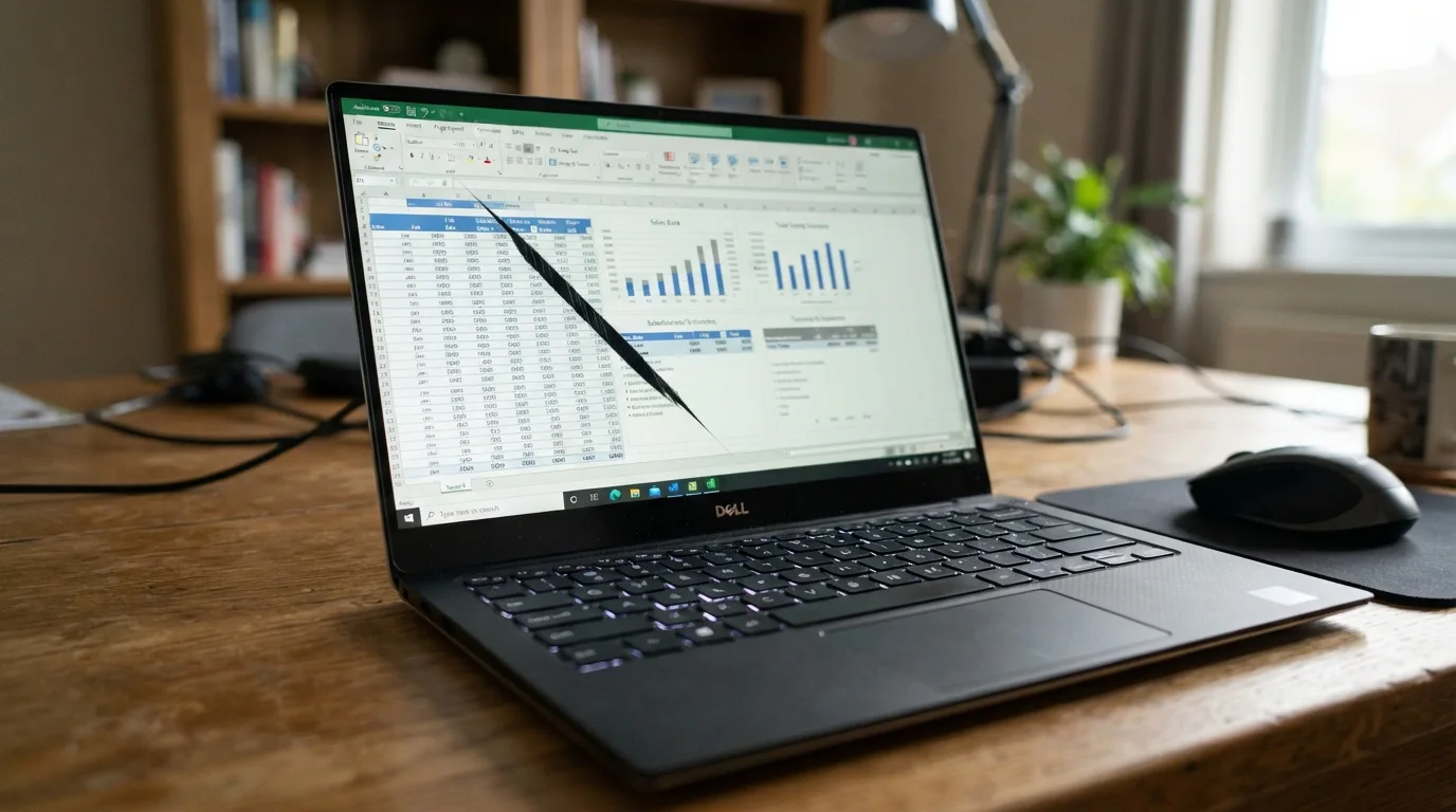 Tela de notebook com risco preto durante o uso