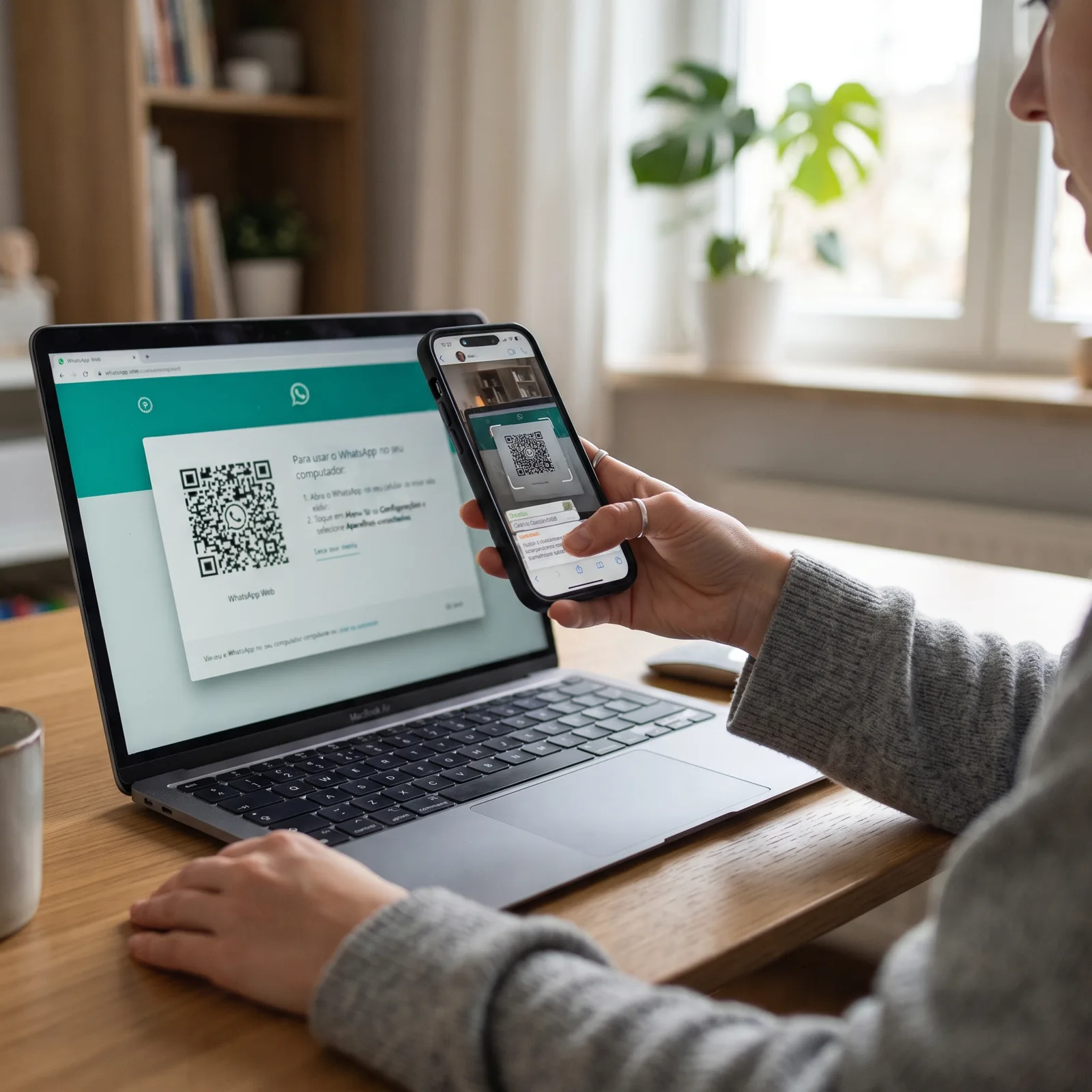 Tela ilustrativa de acesso ao WhatsApp Web no computador