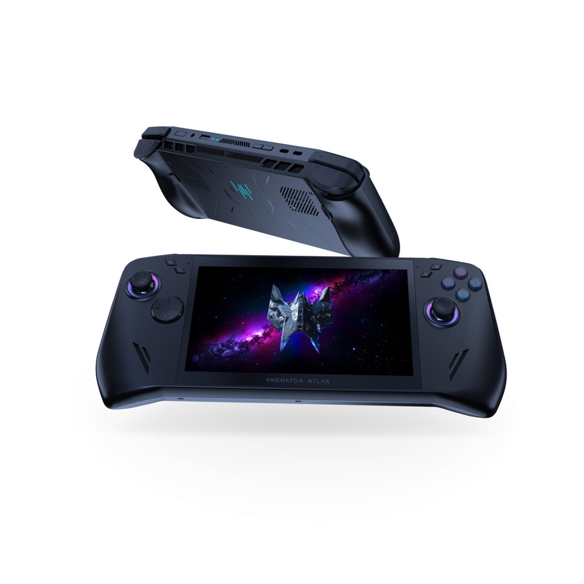 Detalhe da tela do Project DualPlay Mini com controles nas laterais