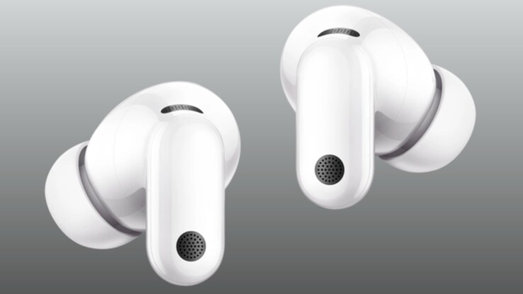 Render lateral dos FreeBuds Neo destacando a haste curta e ponteira de silicone