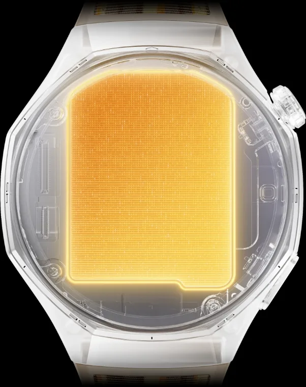 Estrutura interna do Huawei Watch GT 6 Pro destacando bateria e sensores