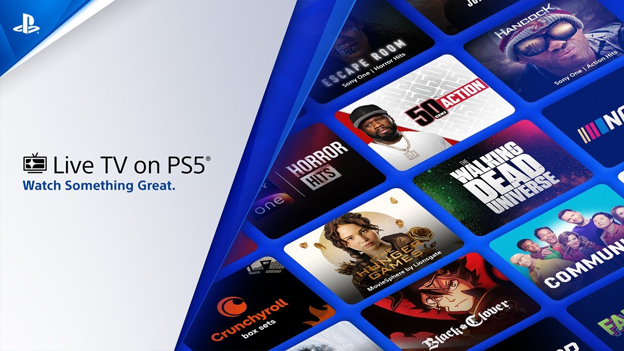 Lista de canais e categorias dentro do Live TV on PS5