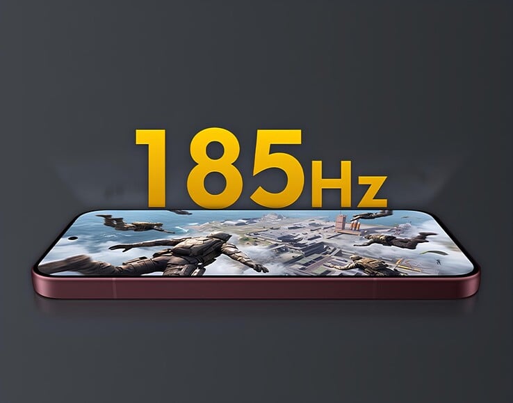 Tela dos POCO F9 exibindo painel AMOLED HyperRGB com taxa de 185 Hz