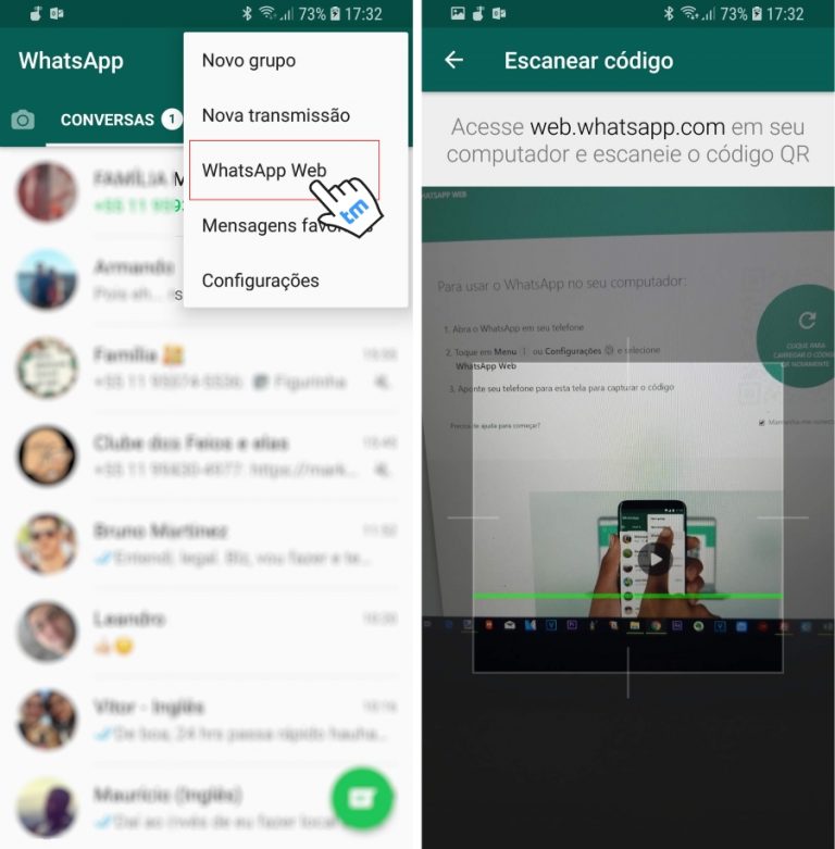 Configurando o WhatsApp Web no celular Configurando o WhatsApp Web no celular