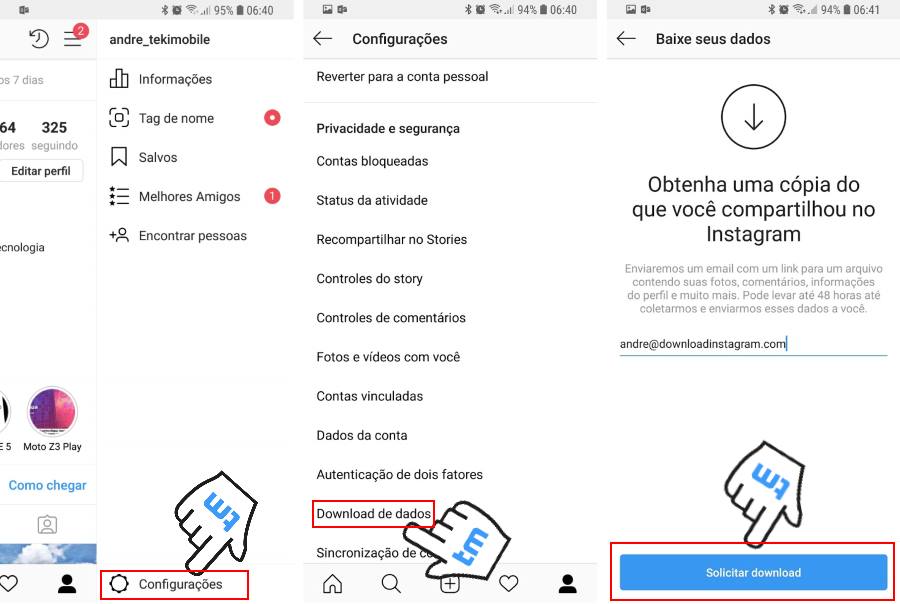 como fazer backup do intagram pelo celular Android ou iPhone backup do intagram celular android iphone