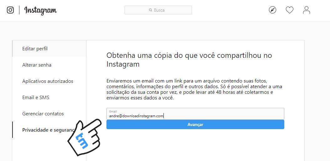backup intagram no computador backup intagram no computador
