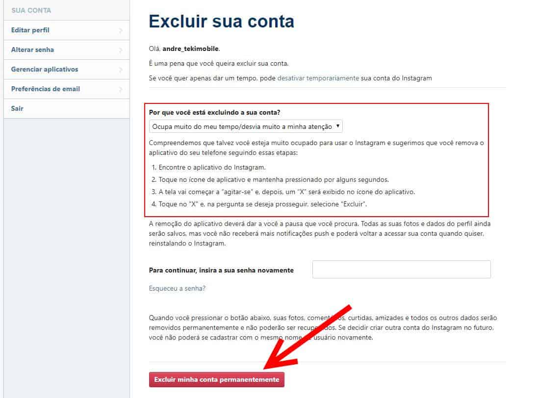 Saiba como excluir sua conta no Instagram como excluir instagram