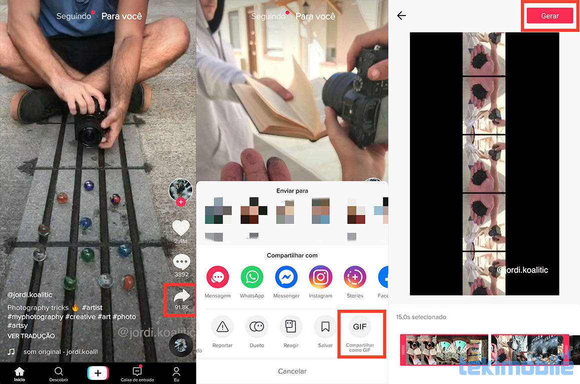 É possível criar GIFs de vídeos do TikTok de maneira rápida e simples.