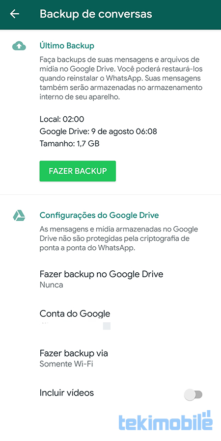 A criptografia de ponta-a-ponta não se aplica aos backups, então desative-os.