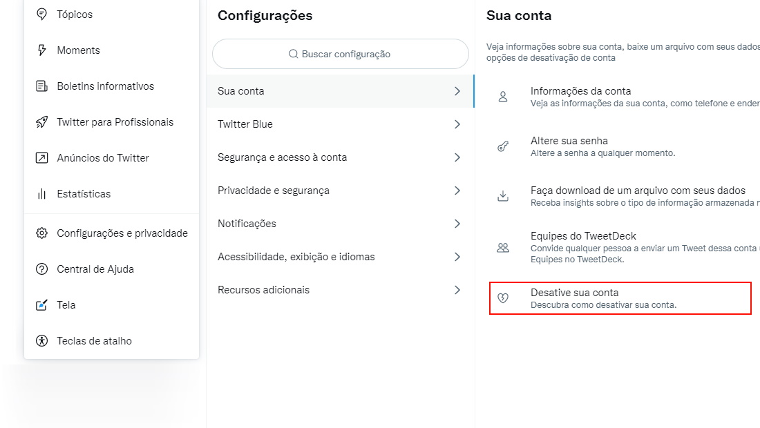 A opção para desativar é a última