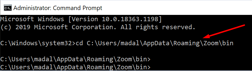 executar conversor de vídeo zoom via prompt de comando