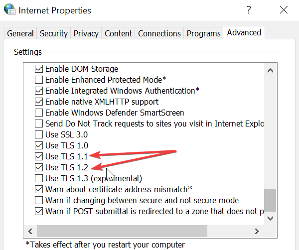opções de internet TLS