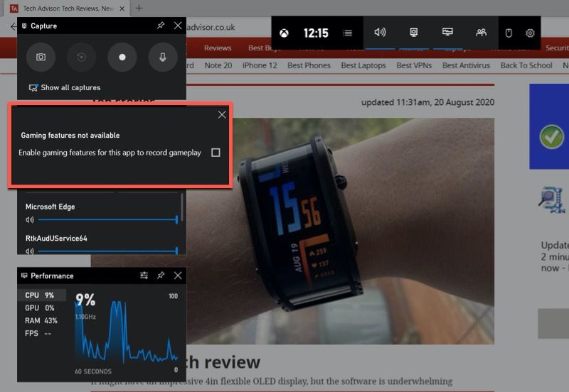 Windows 10 captura filmagens recentes