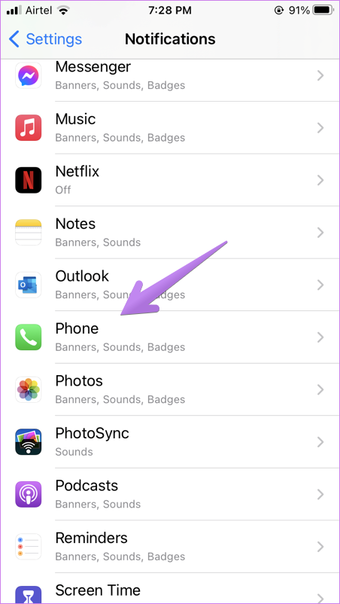 A tela da chamada recebida do iPhone não aparece 1