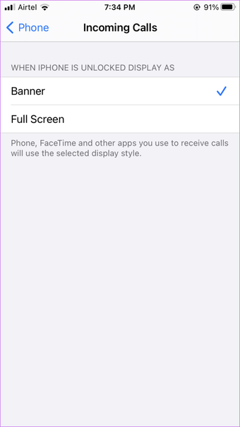 A tela da chamada recebida do iPhone não aparece 4