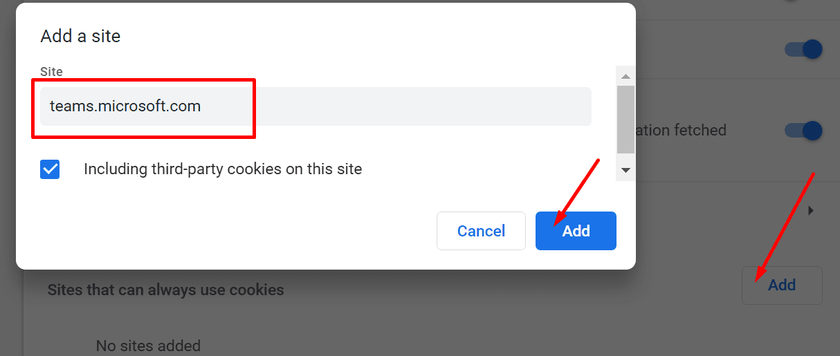 permitir cookies de terceiros times.microsoft.com chrome