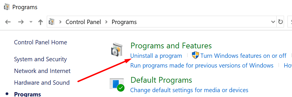 painel de controle desinstalar um programa
