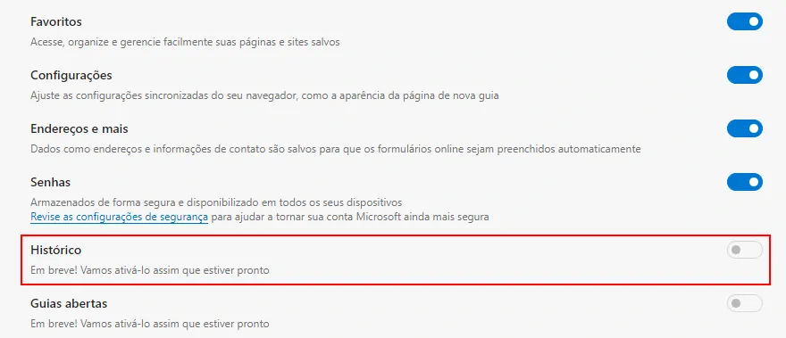 microsoft edge histórico