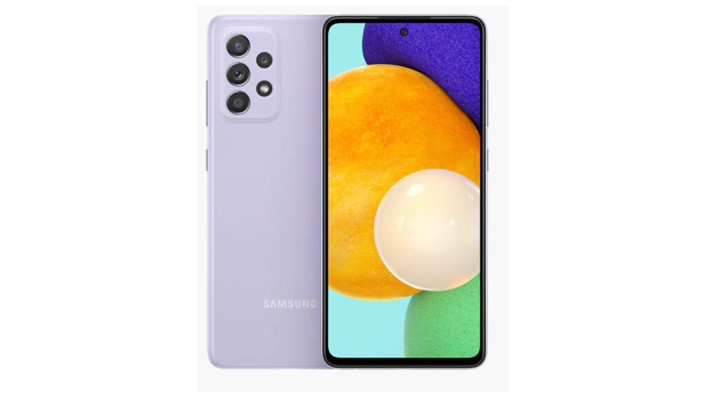 Na imagem vemos o Galaxy A52 5G outro modelo da Samsung com suporte a 5G