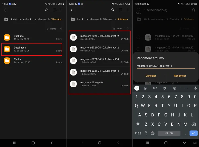 backup offline do WhatsApp