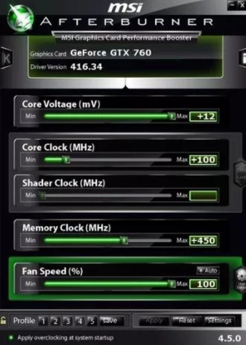 imagem mostrando as configurações usadas no overclock